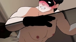 Juice Anime: Young hunk helps with nailing